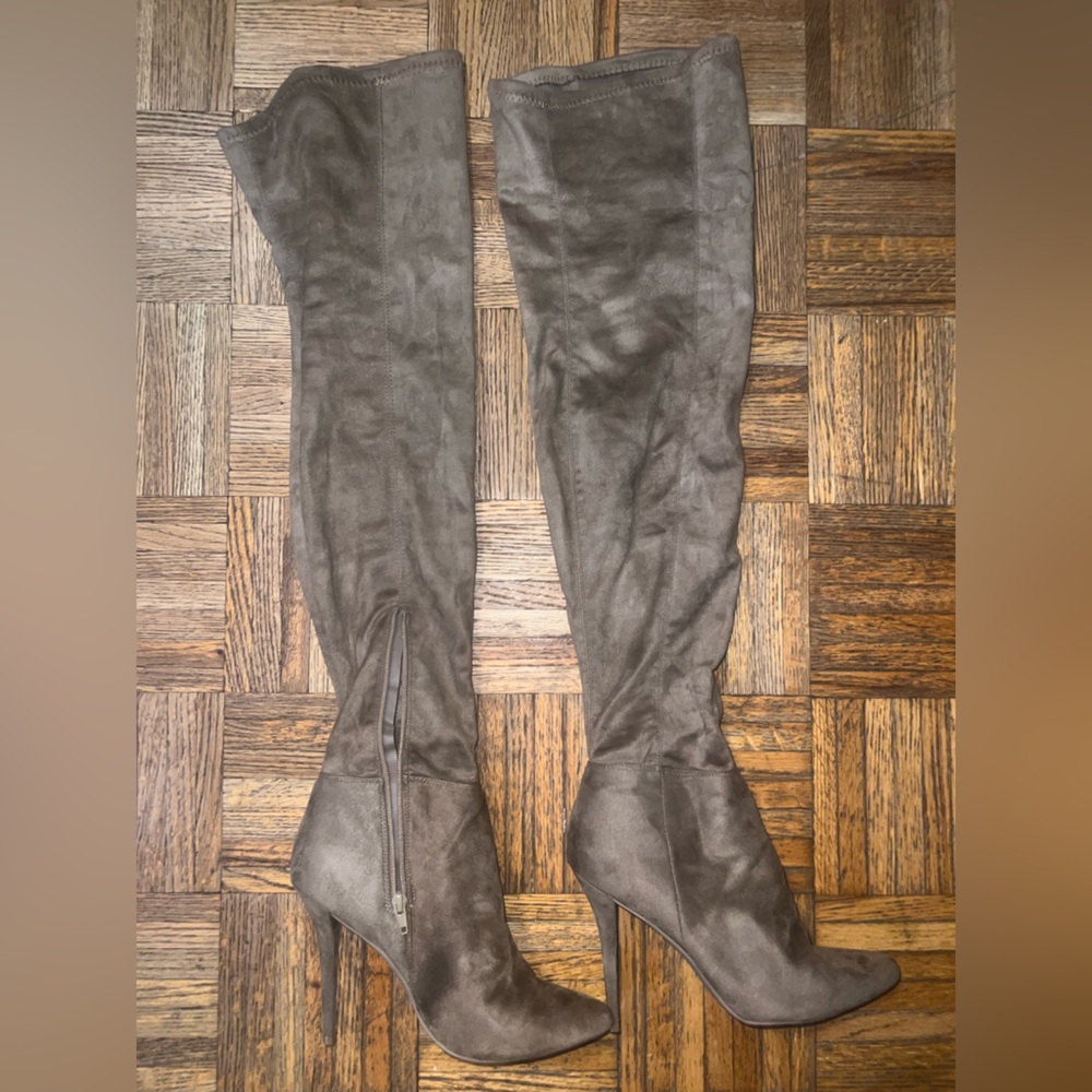 Wild Diva Taupe Over-the-Knee Boots